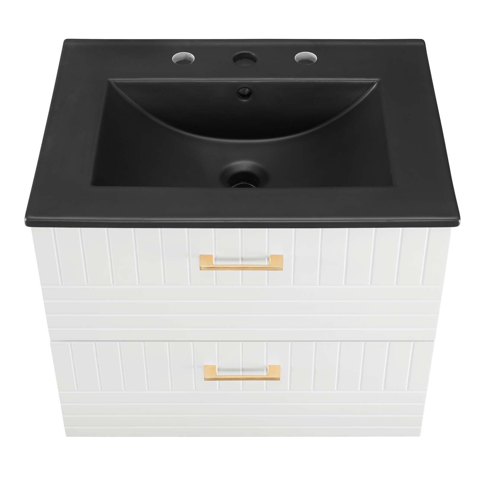 Modway Daybreak 24″ Wall-Mount Bathroom Vanity in White Black