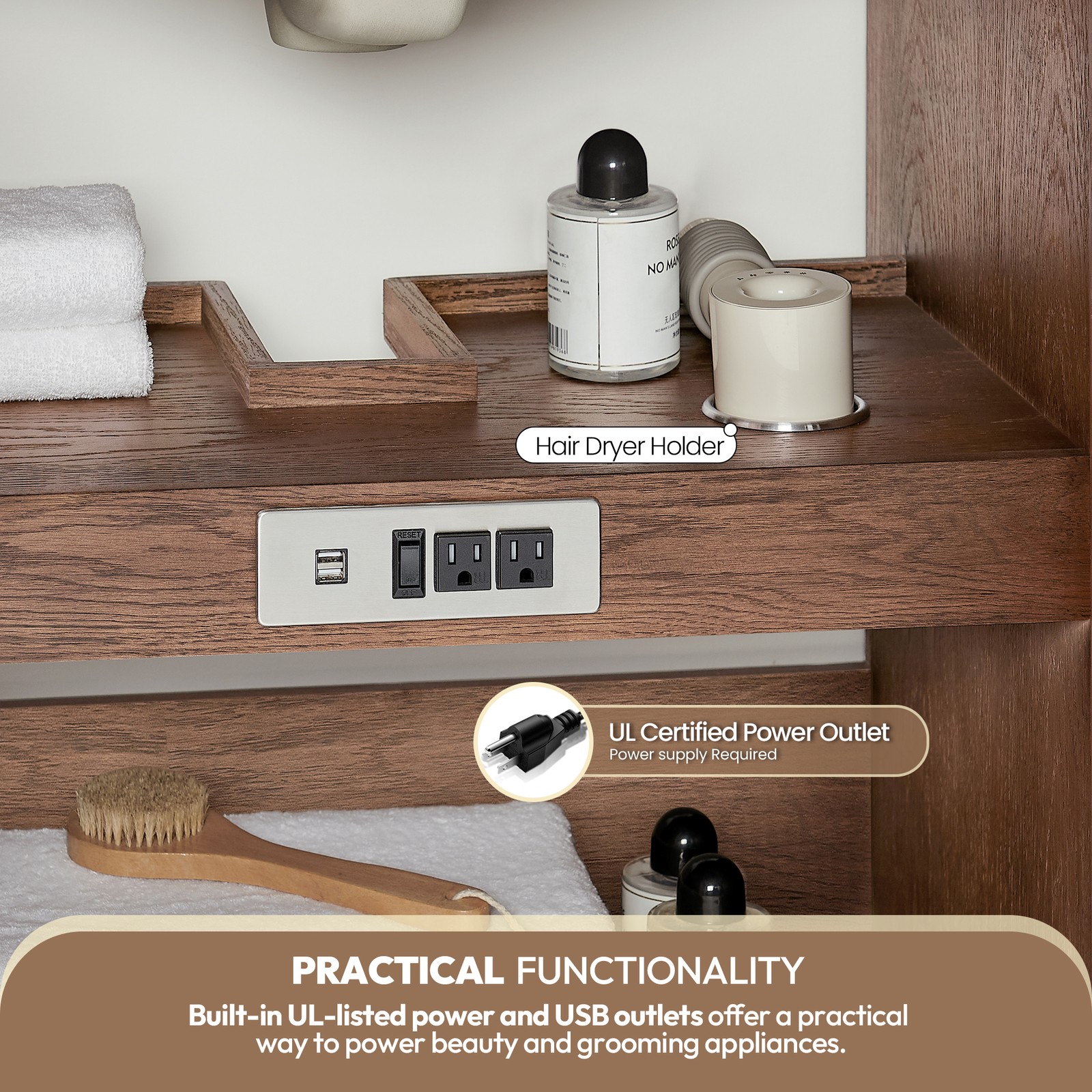 Oza 60M”Double Bath Vanity in Aged Dark Brown Oak with Fish Maw White Quartz Top