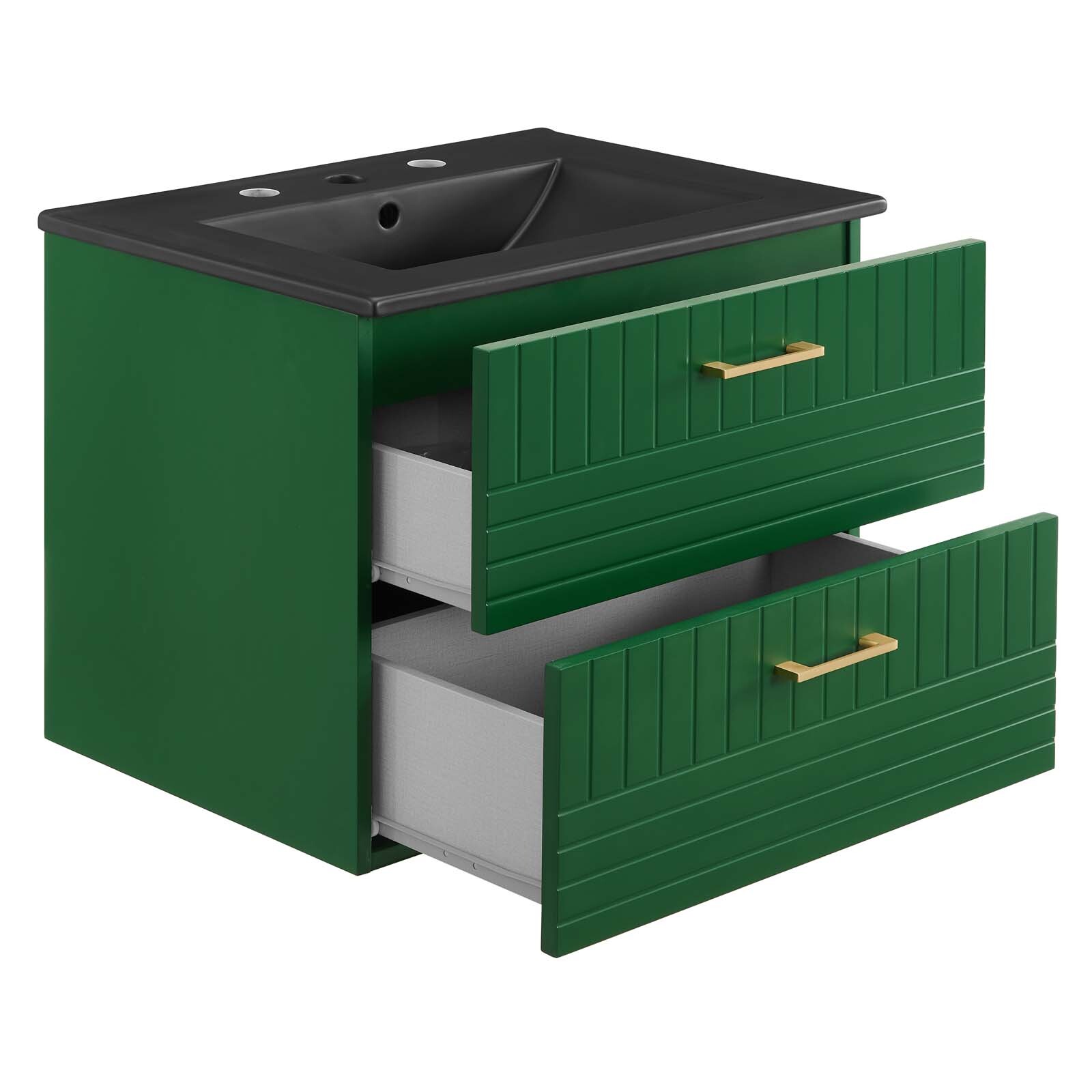 Modway Daybreak 24″ Wall-Mount Bathroom Vanity in Green Black