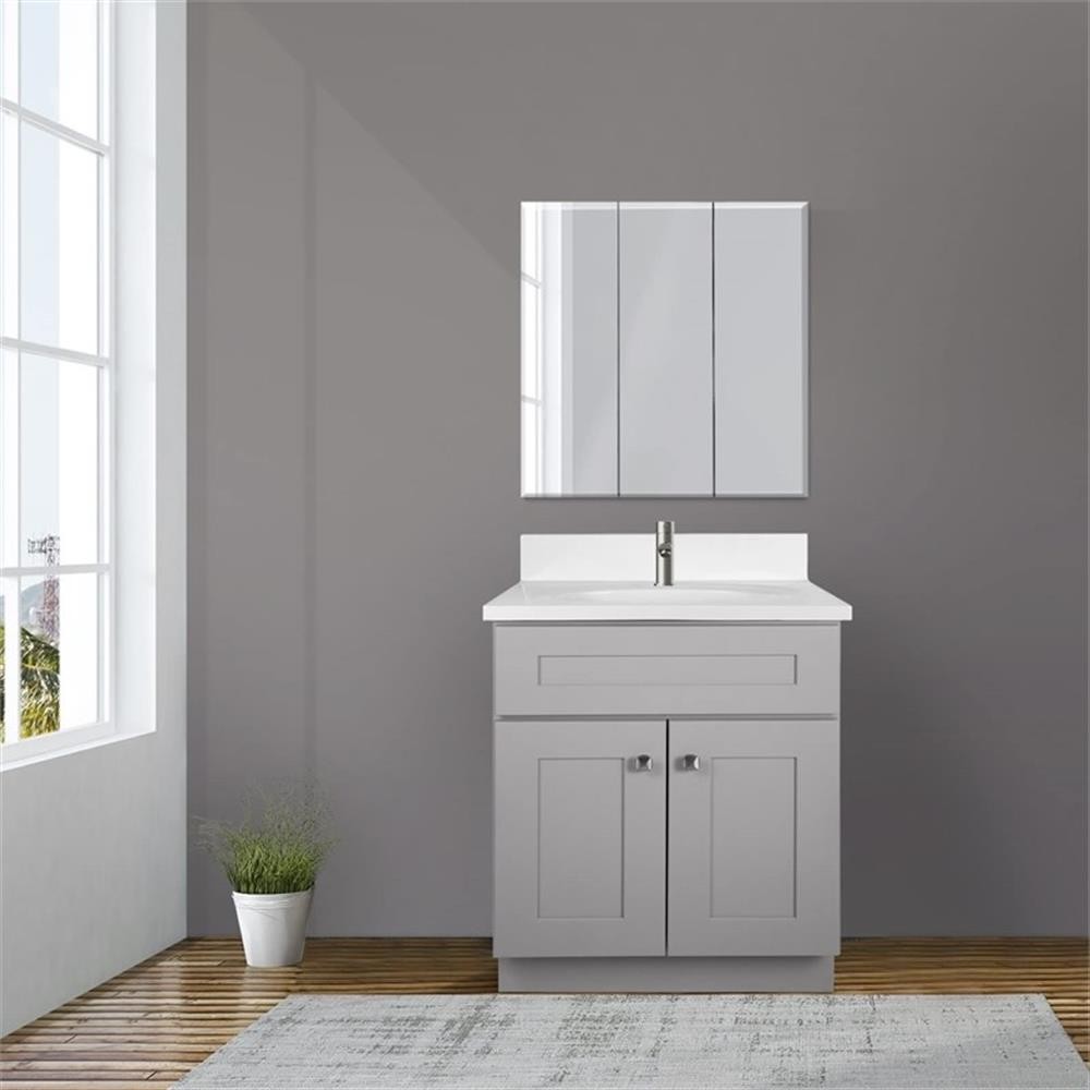 Bowery Hill 25-Inch Marble-Top Bathroom Vanity in Sherwin Williams Gray
