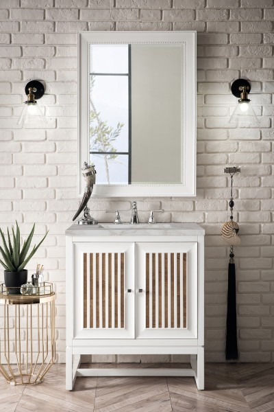 30″ James Martin Athens E645-V30-GW-3VSL Vanity Cabinet Victorian Silver Top