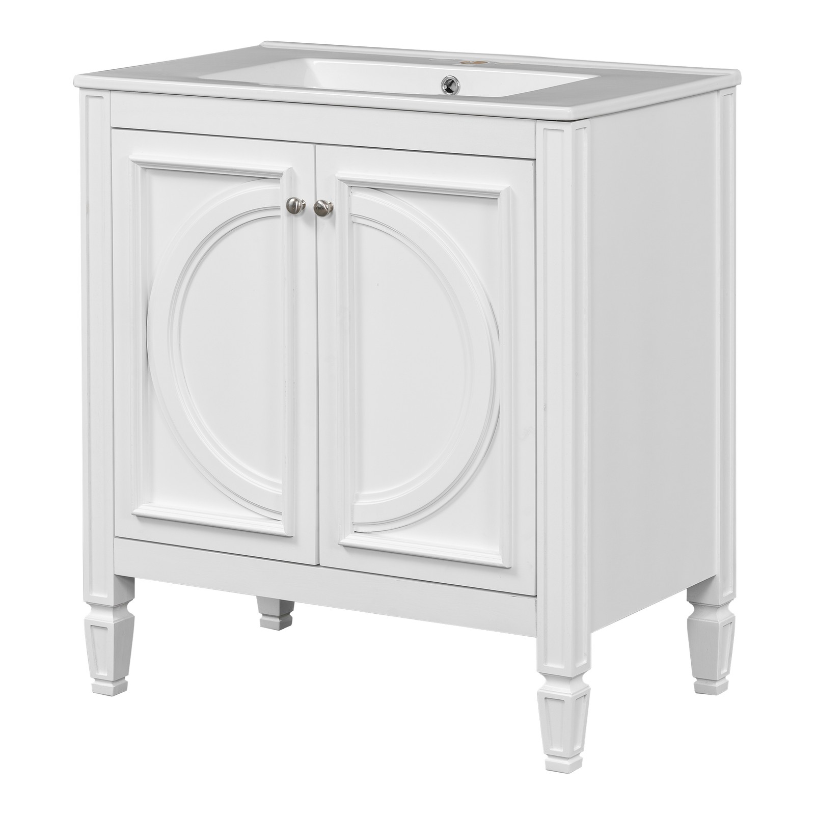 30″ Bathroom Vanity with Sink, Two Doors & Drawer, White
