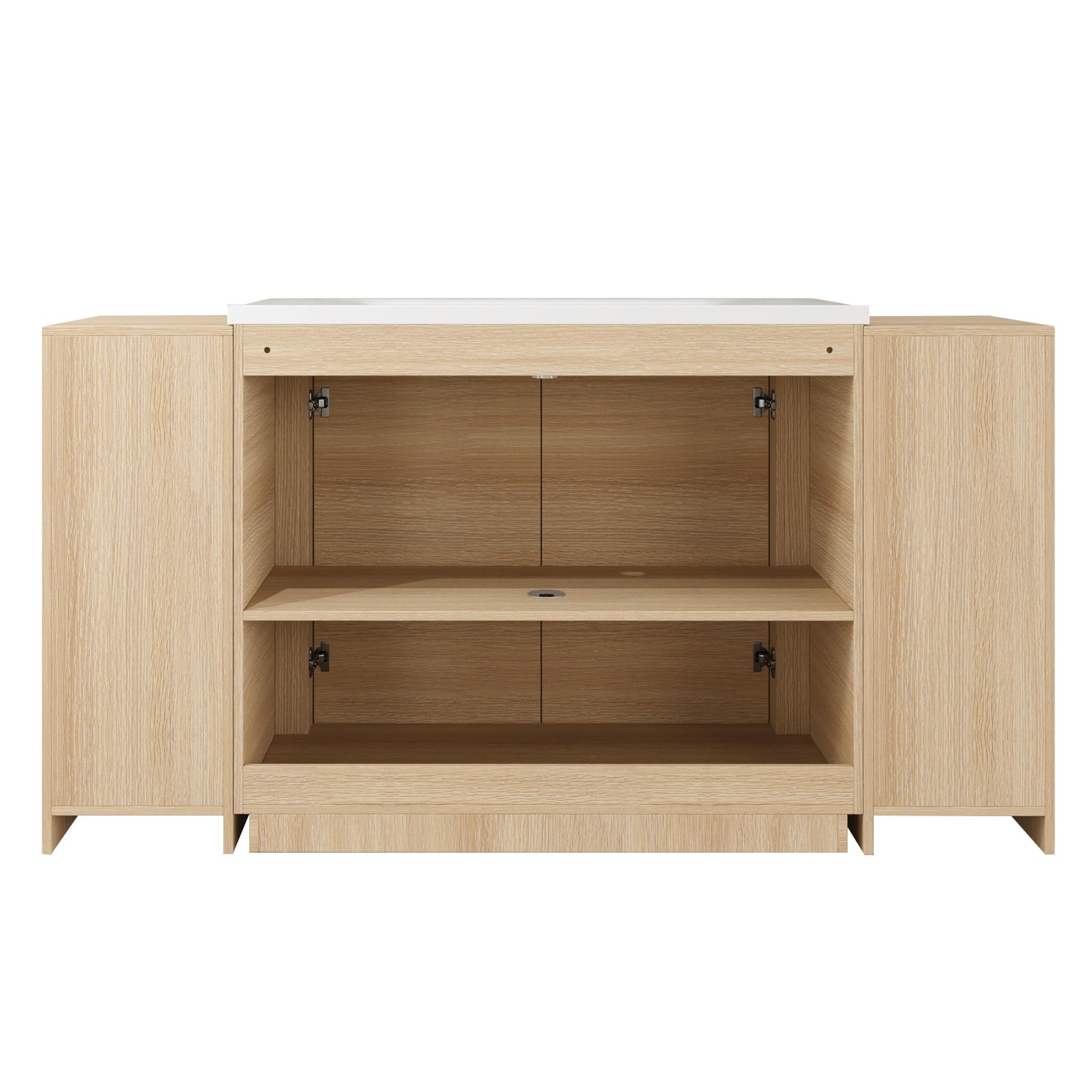 40in Plywood Freestanding Bathroom Vanity W/Ceramic Sink 2x Storage Cabinet Oak