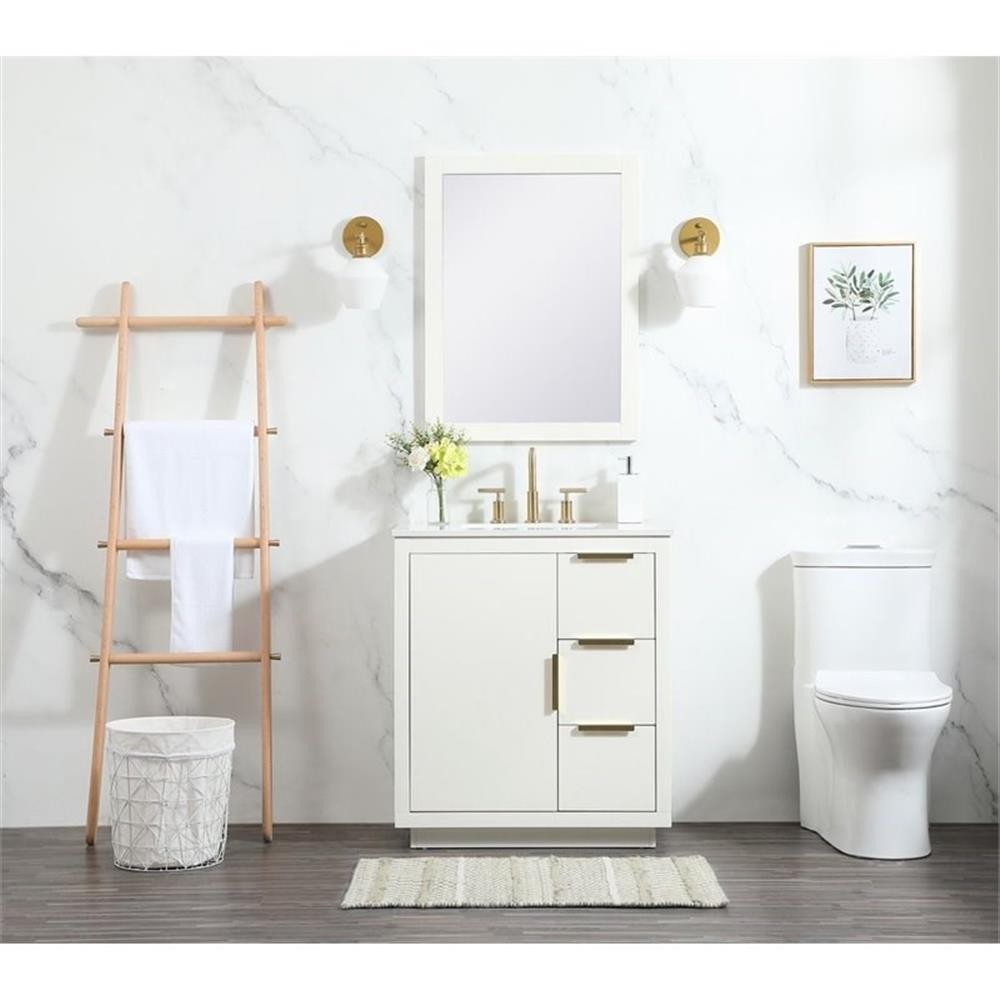 Elegant Decor Blake 30″ Aluminum Alloy MDF Single Bathroom Vanity in White