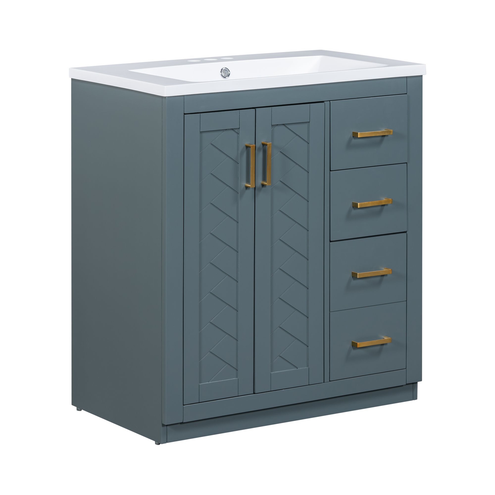 30″ Bathroom Vanity with Sink, Freestanding Vanity Storage Cabinet, 3 Drawers