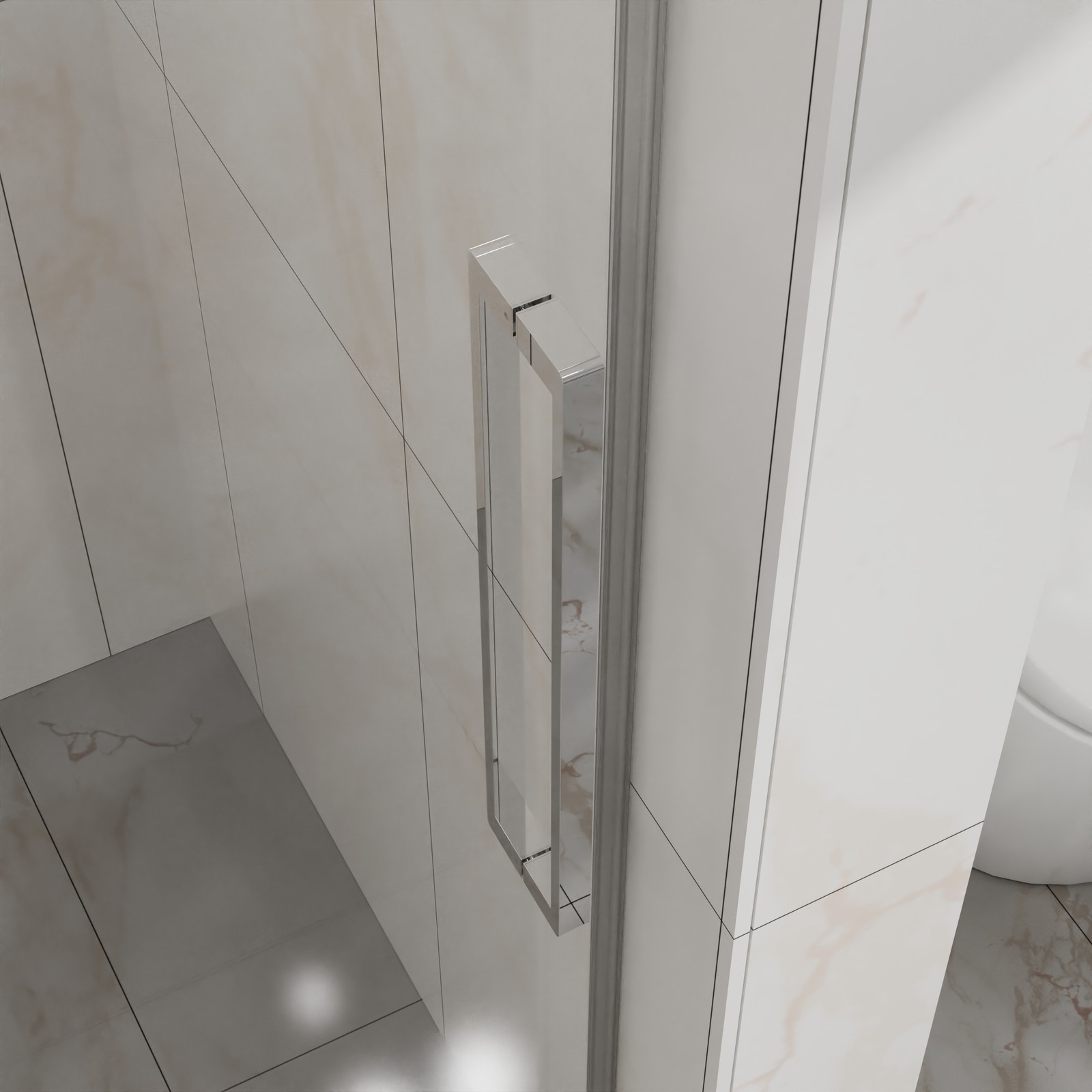 Frameless Shower Door, 48″ W x 72″ H Sleek Silent Sliding Glass Door Chrome
