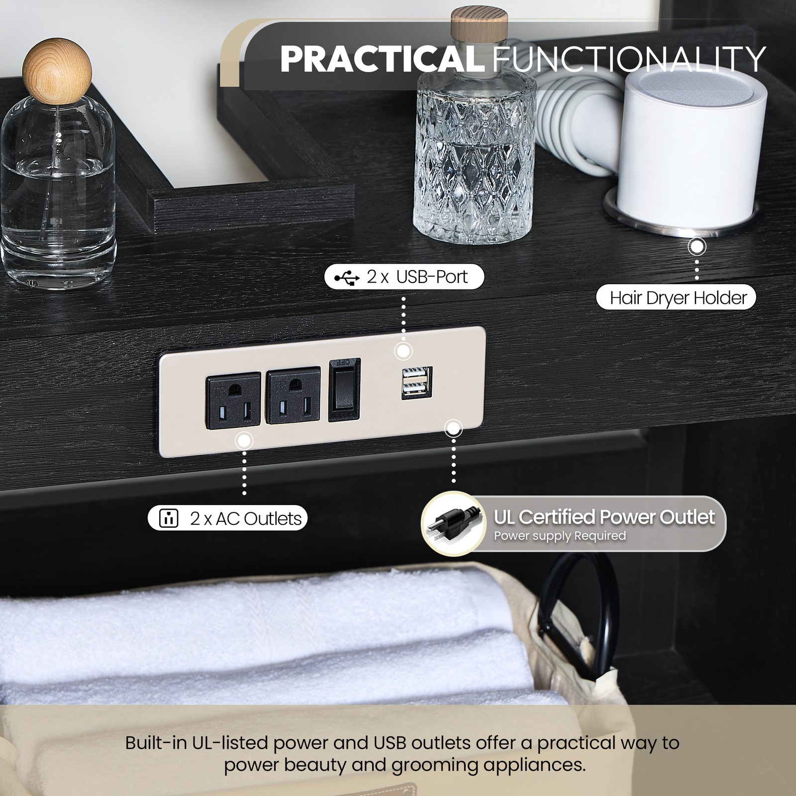 Busan 60M” Double Bath Vanity in Oak Classic Black with White Quartz Stone Top