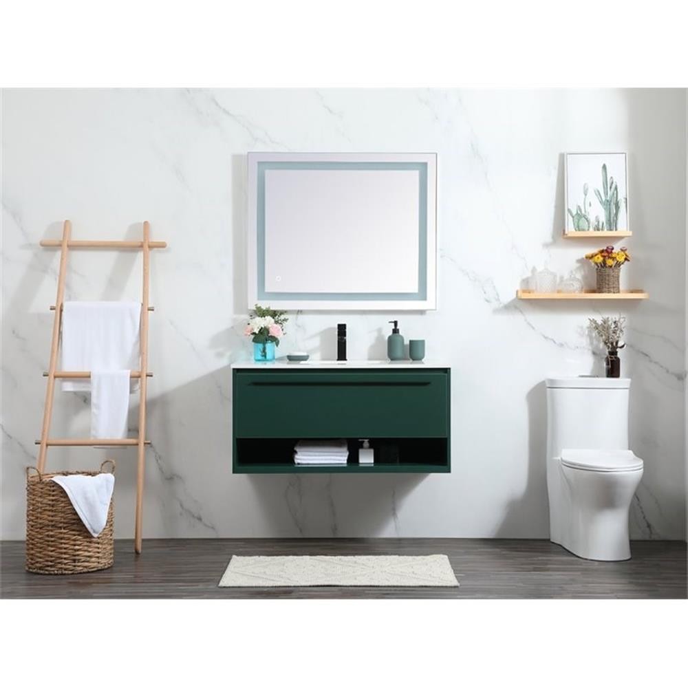 Elegant Decor Roman 40″ Aluminum Alloy MDF Single Bathroom Vanity in Green