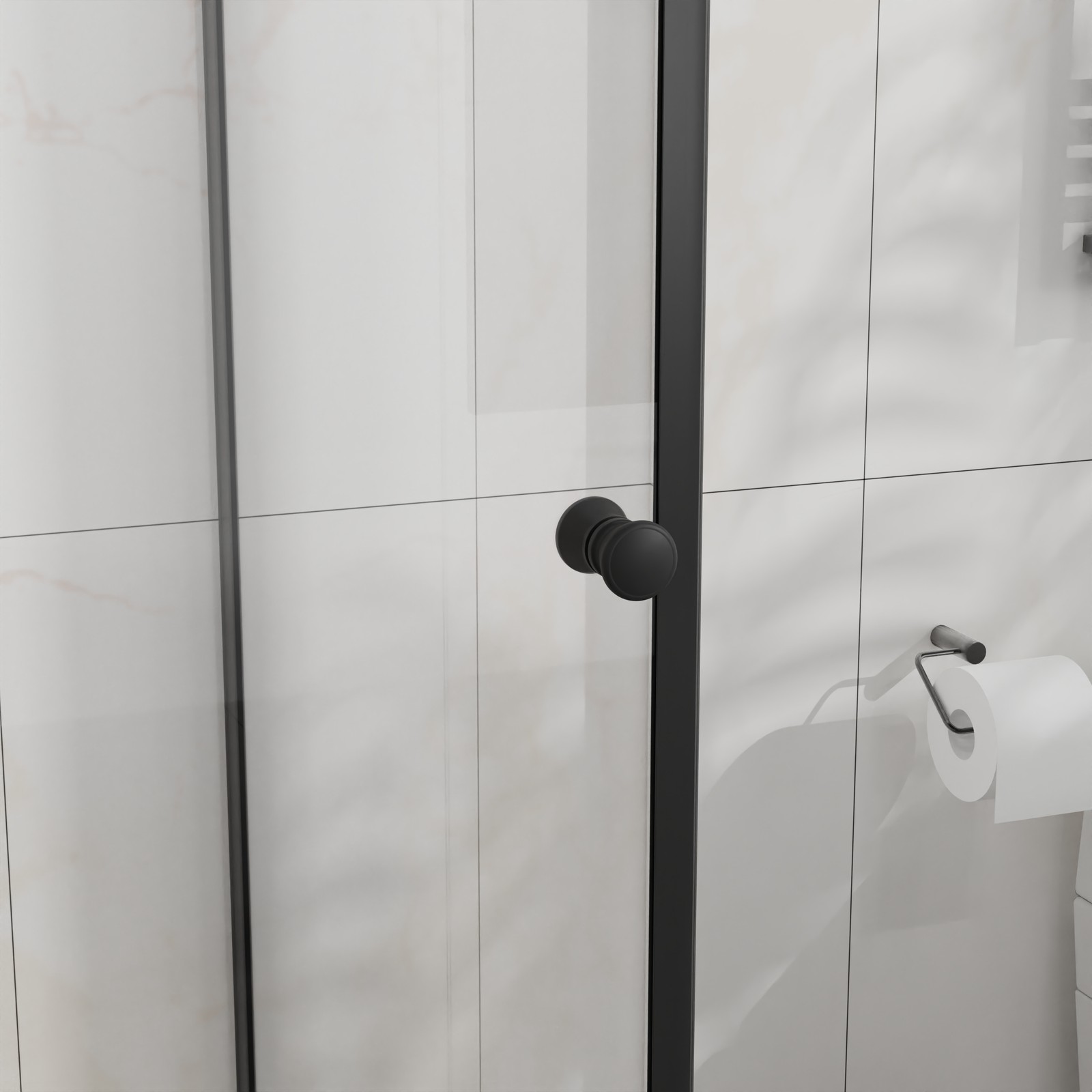 36×36 Frameless Corner Shower Stall W/Base Pivot Door Tempered Glass Matte Black