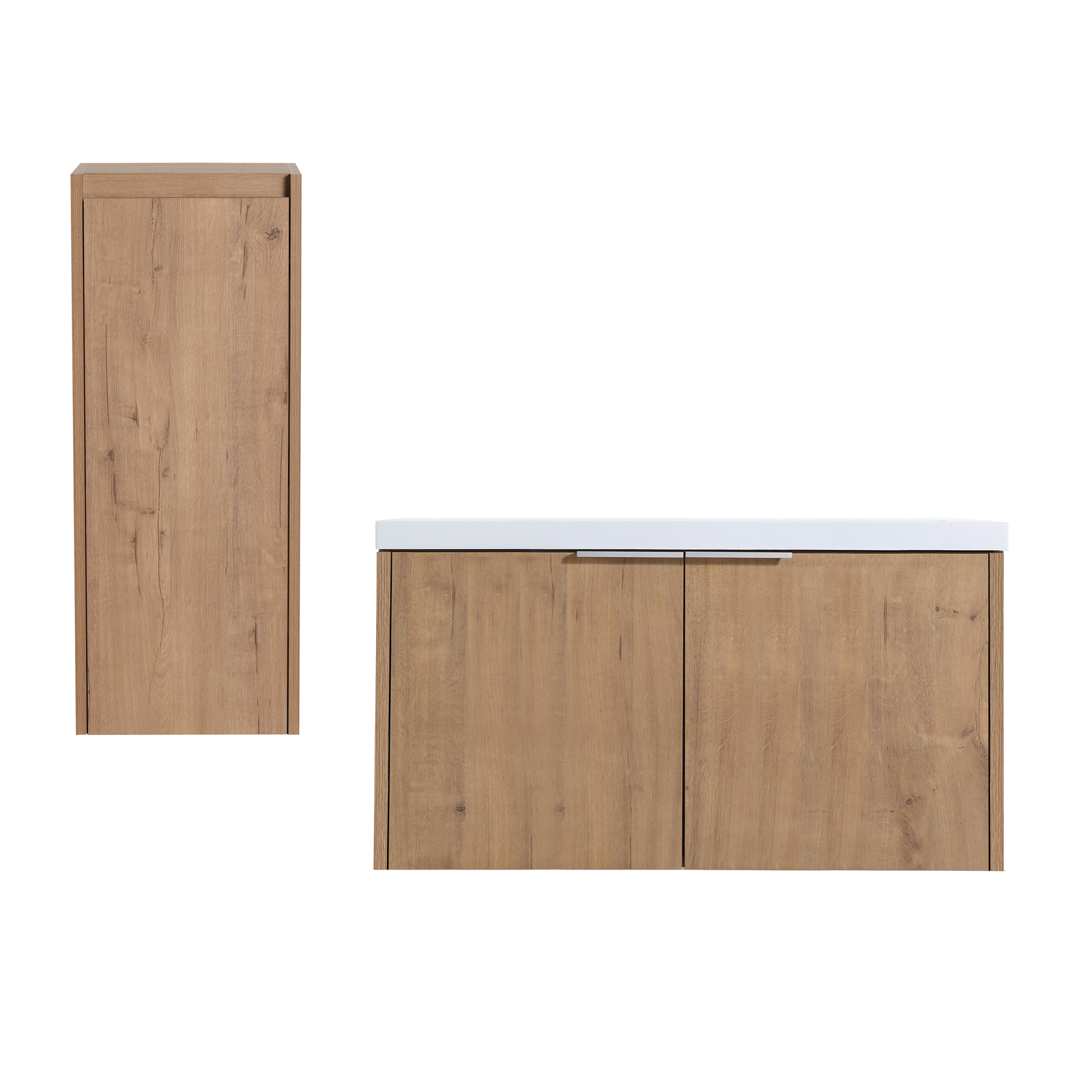 36 Inch Plywood Floating Wall-Mounted Vanity Bathroom with Sink and Side Cabinet