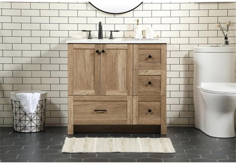 Elegant Lighting VF2836NT 36 inch Single Bathroom Vanity in Natural Oak