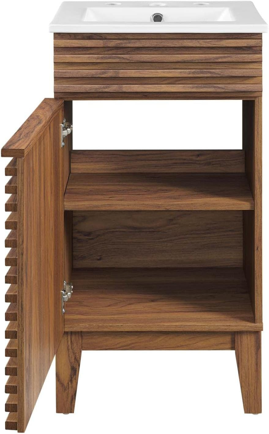 18″ Walnut White Bathroom Vanity with Sink – Stylish & Functional Design