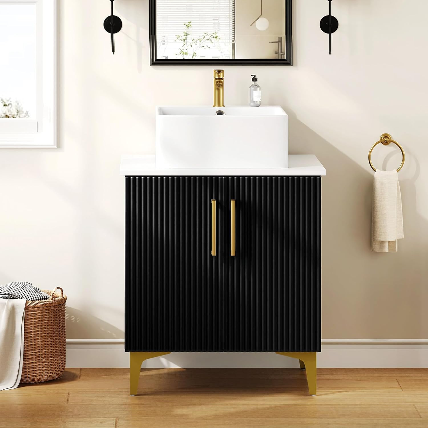 YITAHOME 24 Inch Bathroom Vanity with Vacuum Forming, Freestanding Storage Cabin