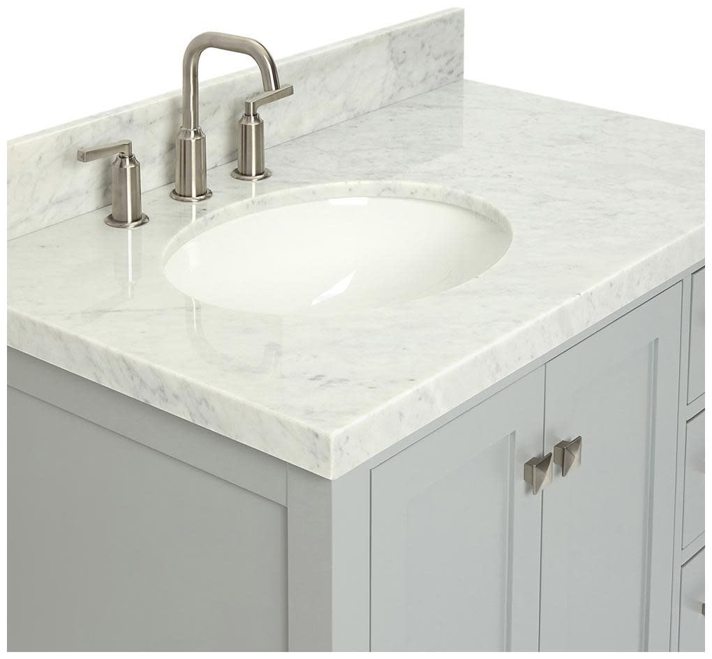 Ariel A036SLCW5OVO Cambridge 36″ – White / Italian Carrara Marble Top / Brushed