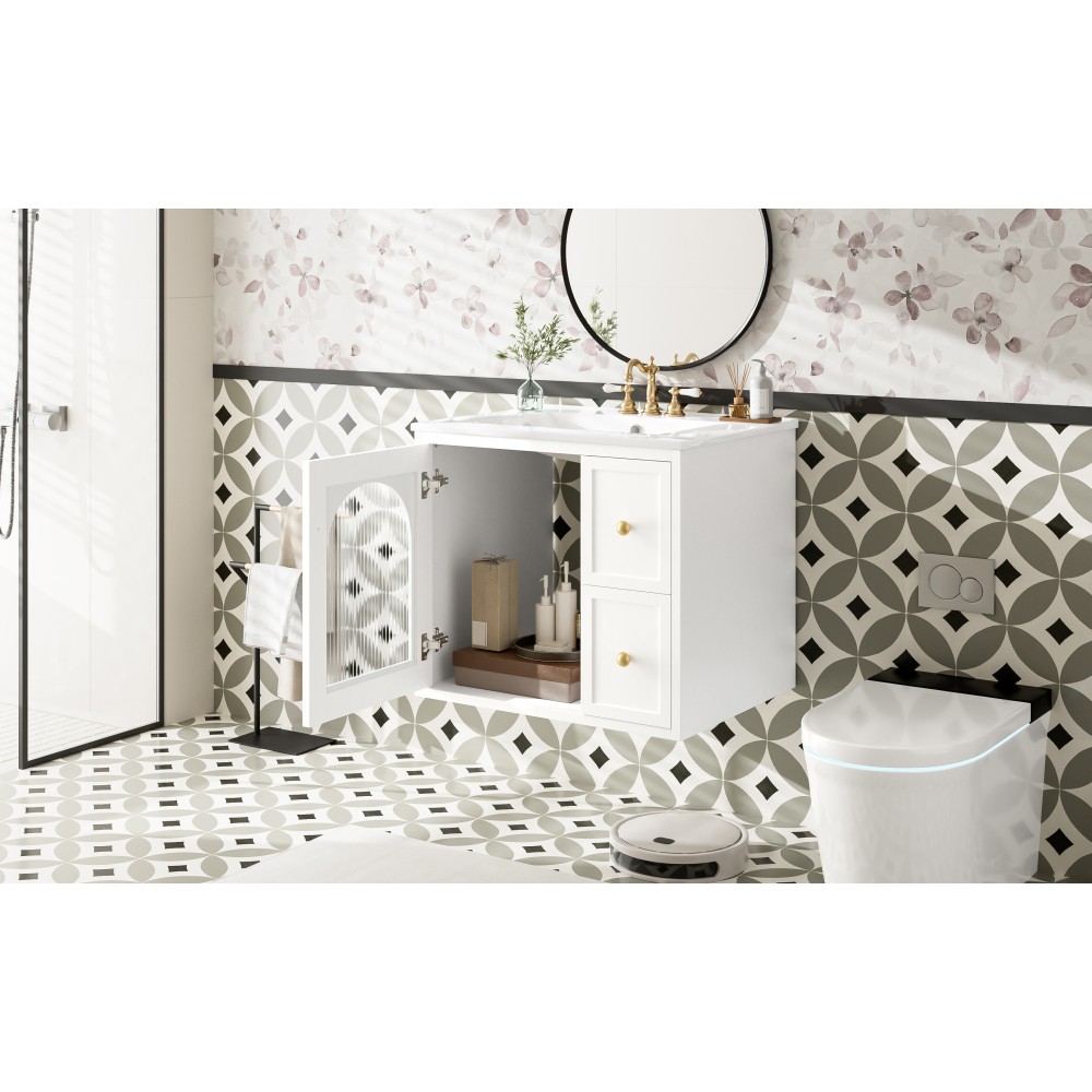 24″ Bathroom Vanity Set Wall Mounted for Small Space, Bathroom Cabinet