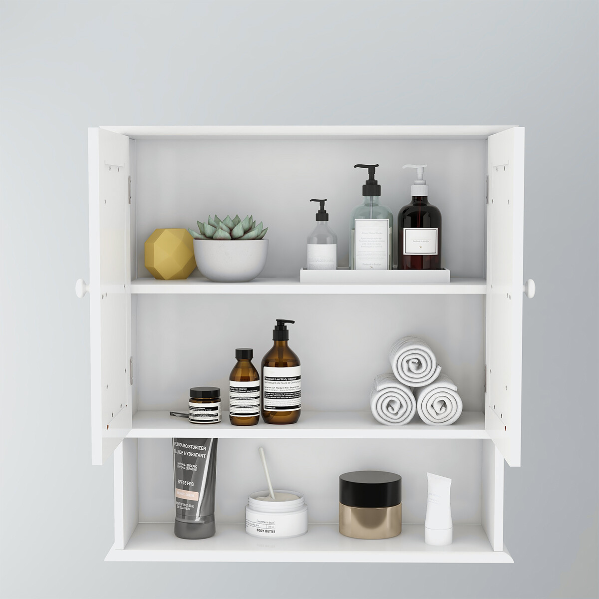 Bathroom Wall Vanity Cabinet with Doule Mirror Doors Shelvs Storage Organizer