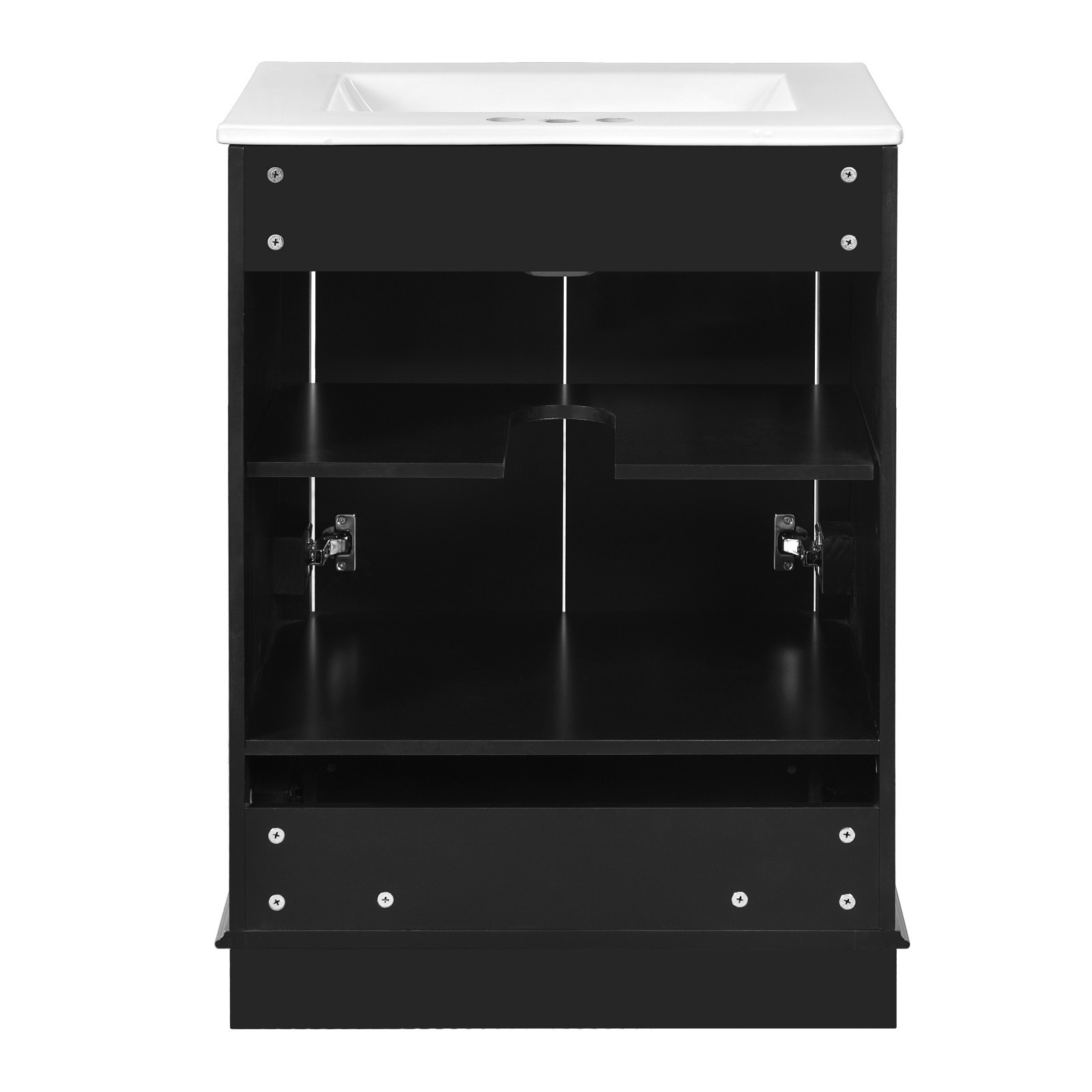 24″ Bathroom Vanity With Ceramic Sink Storage Cabinet Drawer Soft-Closing Doors