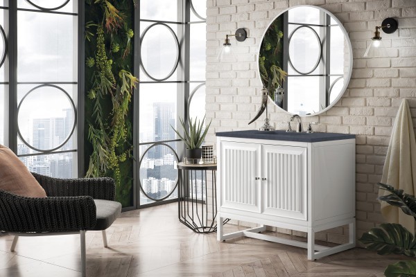 36″ James Martin Athens E645-V36-GW-3CSP Vanity Cabinet Charcoal Soapstone Top