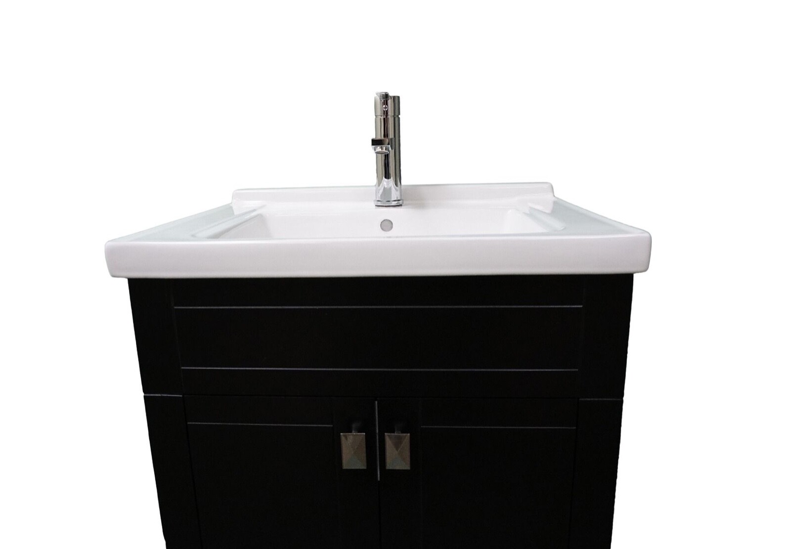 Trenta 24″ W x 19″ D x 33″ H Vanity in Black with White Ceramic Vanity Top