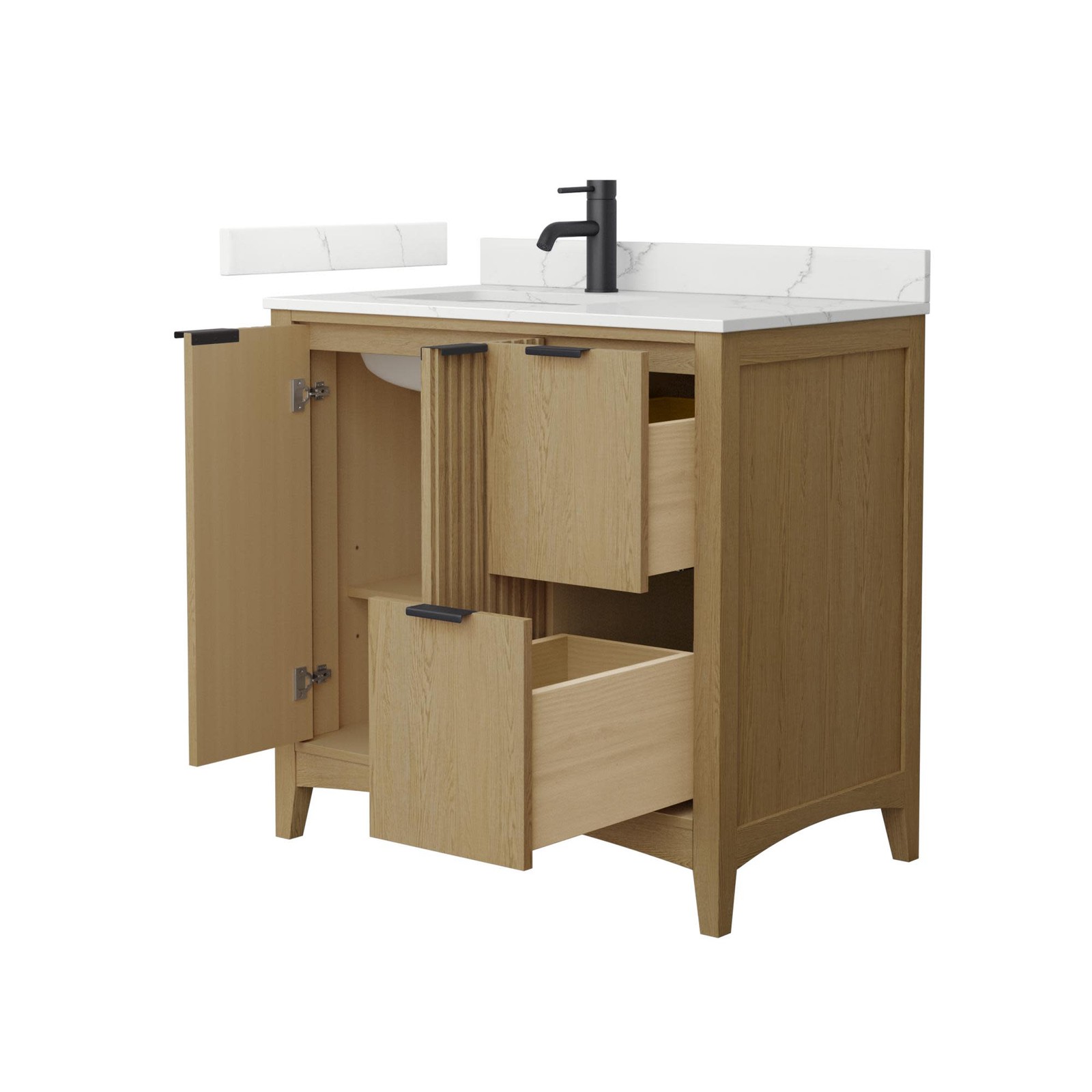 Wyndham Collection WCF9191-36S-QTZ-UNSMXX Palmilla 36″ – Dark Walnut / White