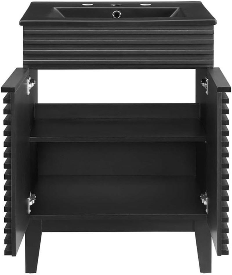 Elegant 24″ Black Bathroom Vanity with Sink for Modern Spaces