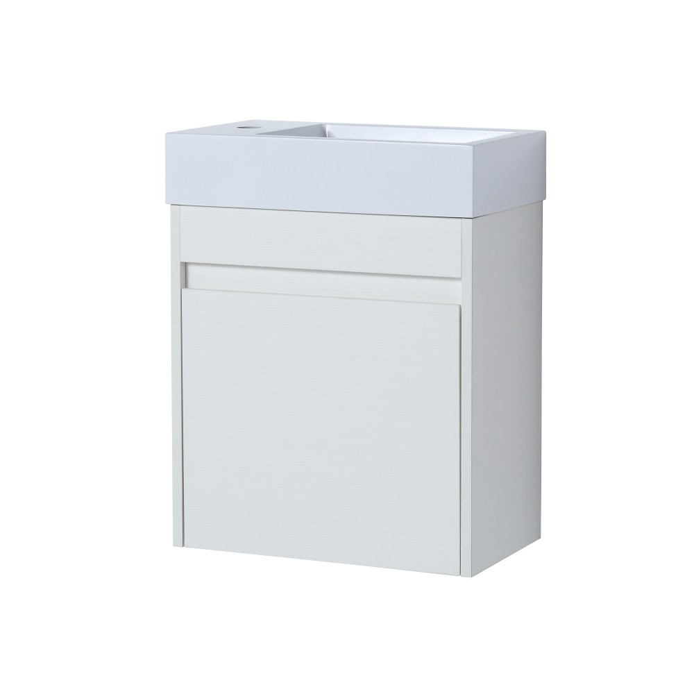 Modern Floating Vanity with Soft-Close Door & White Sink, Eco Plywood (18.11″)
