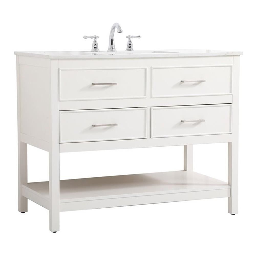 Elegant Decor Sinclaire 42″ Aluminum Alloy & MDF Single Bathroom Vanity in White