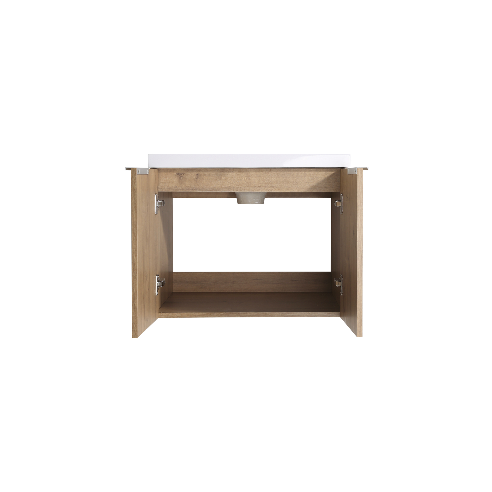 Bathroom Vanity with Sink Wall Mounted Wood Vanity and Resin Sink with 2 Doors