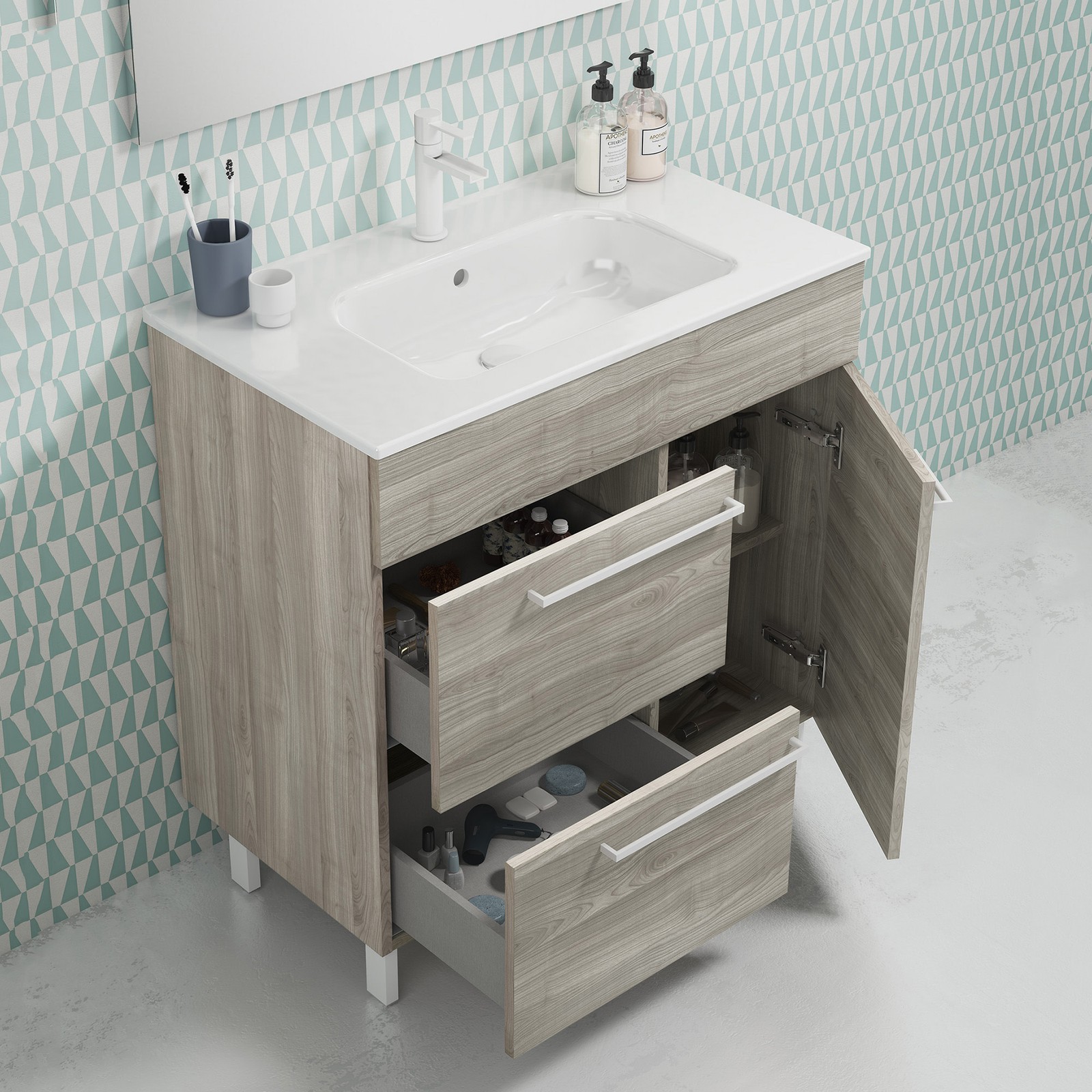 WS Bath Collections Elegance 80 Set Elegance 31-1/2″ – Glossy Anthracite