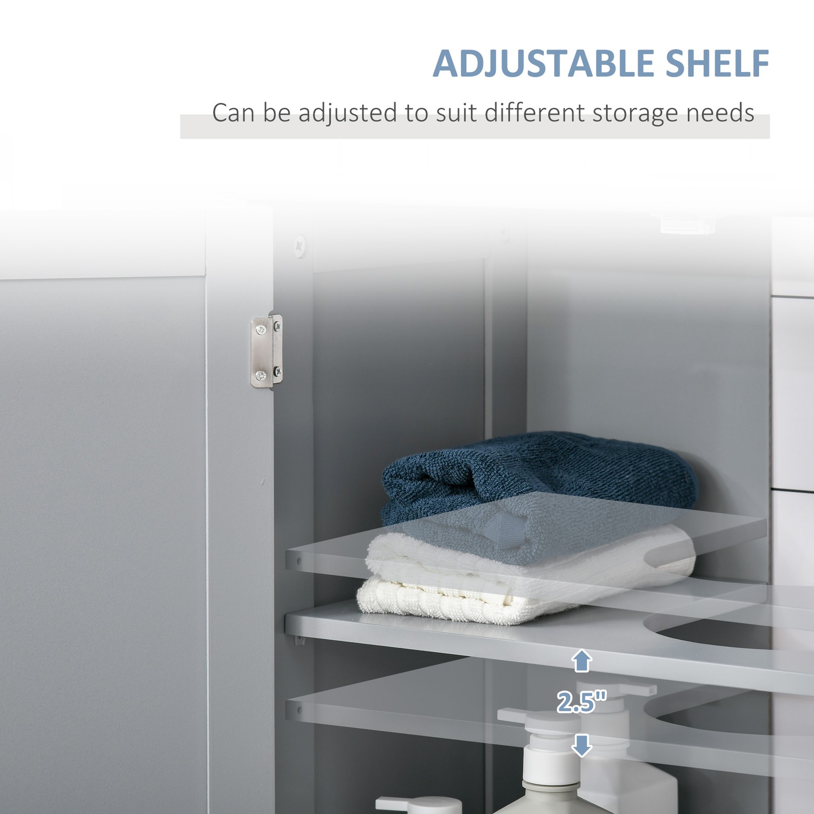 Short Pedestal Sink Washroom Storage Furniture w/Double Doors and Moveable Shelf