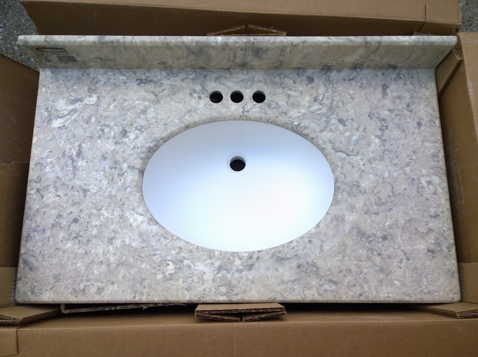 NIB Bathroom Premium CULTURED River-Bottom GRANITE Vanity Cabinet Top SINK 37×22