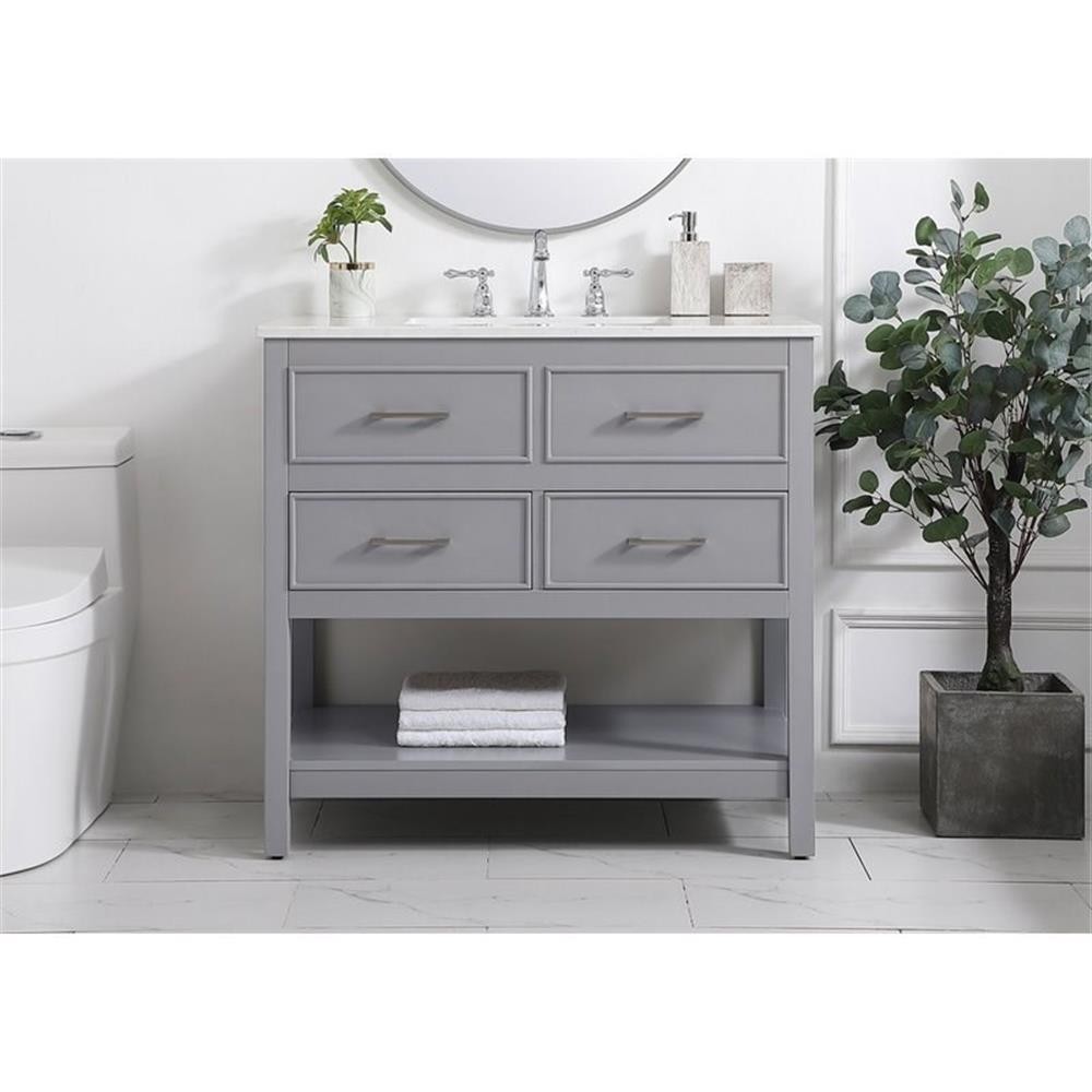 Elegant Decor Sinclaire 36″ Aluminum Alloy & MDF Single Bathroom Vanity in Gray
