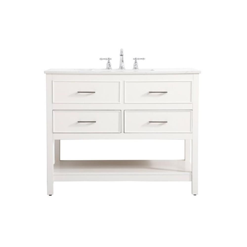 Elegant Decor Sinclaire 42″ Aluminum Alloy & MDF Single Bathroom Vanity in White