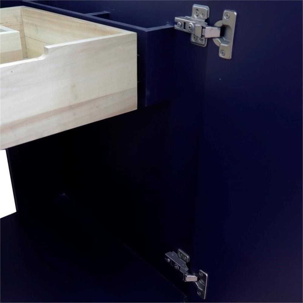25 in. Single Wooden Vanity Blue with Black Galaxy Oval Sink