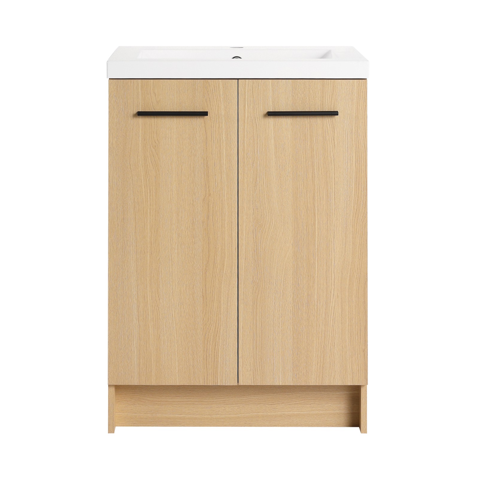 24″ Freestanding Bathroom Vanity with Resin Sink, Light Oak