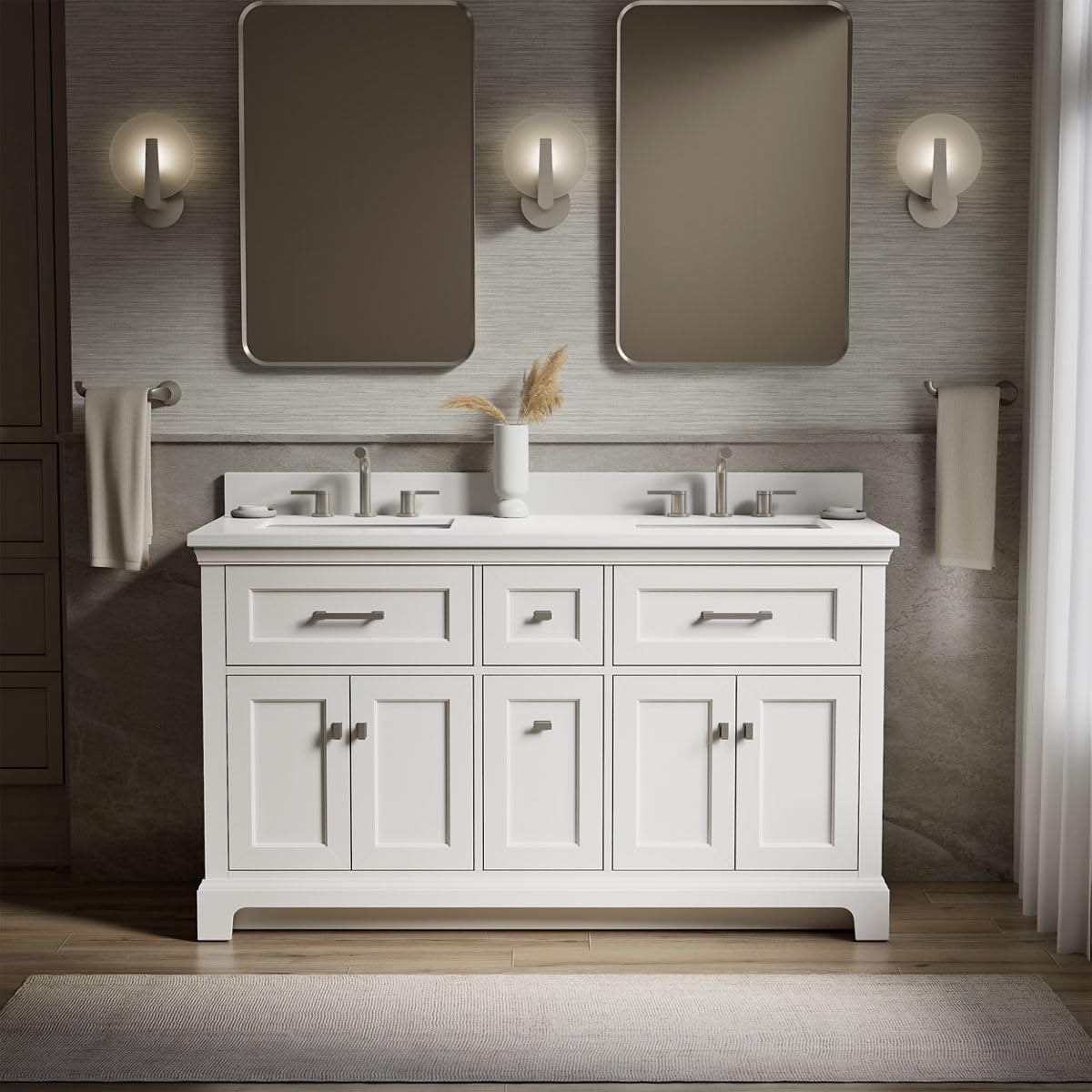 KOHLER K-29263-BD1-0 Charlemont 60″ Bathroom Vanity Cabinet and Quartz Top