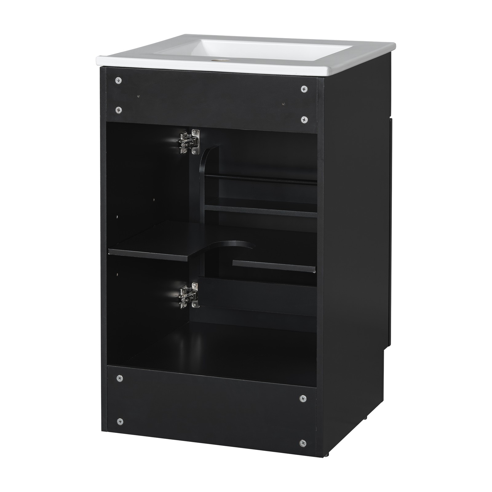 20″ Bathroom Vanity with Ceramic Sink, Black MDF Cabinet