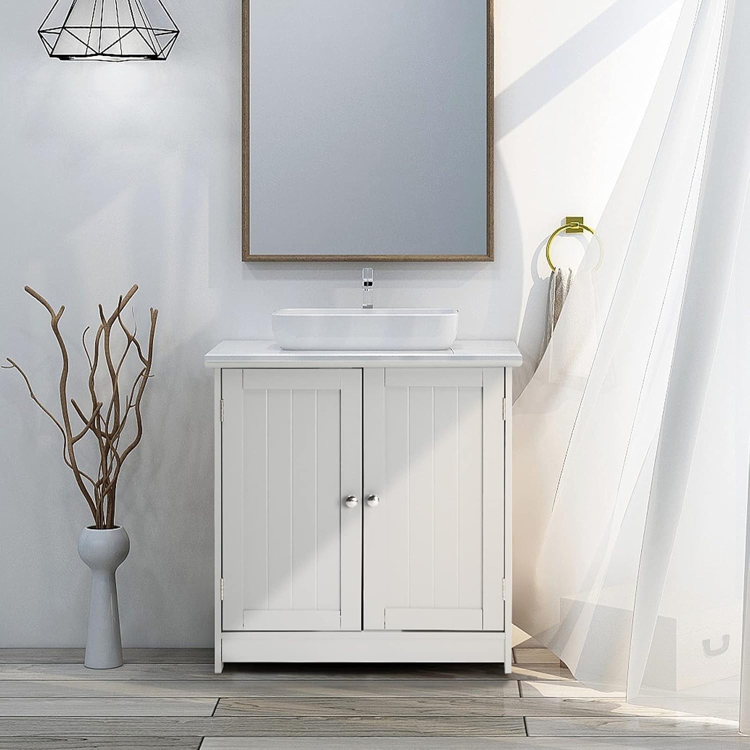 Stylish Under Sink Cabinet with Adjustable Shelves – Easy Assembly for Bathrooms