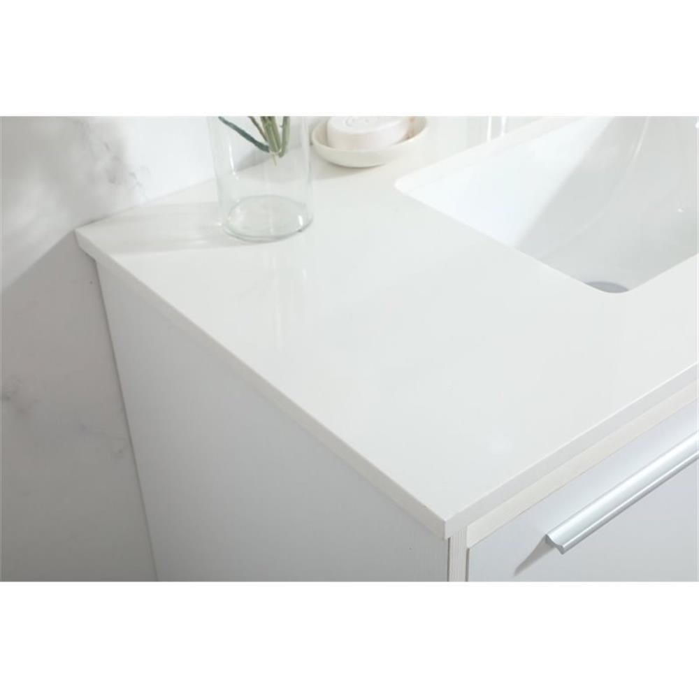 Elegant Decor Roman 36″ Aluminum Alloy MDF Single Bathroom Vanity in White