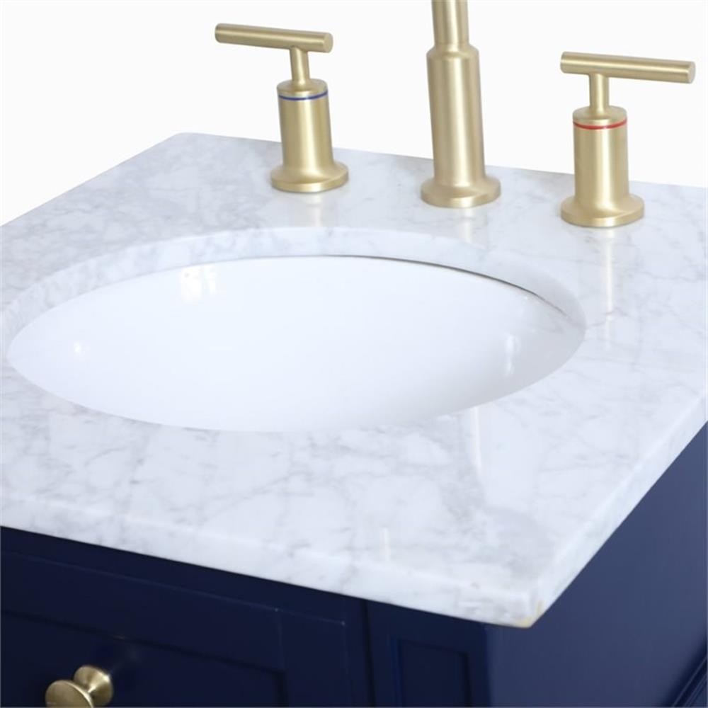Pemberly Row Modern 18″ Single Marble Top Bathroom Vanity in Blue