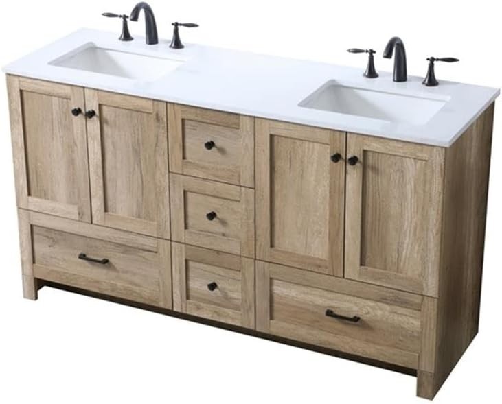Elegant Lighting – VF2860DNT – 60 Inch Double Bathroom Vanity In Natural Oak