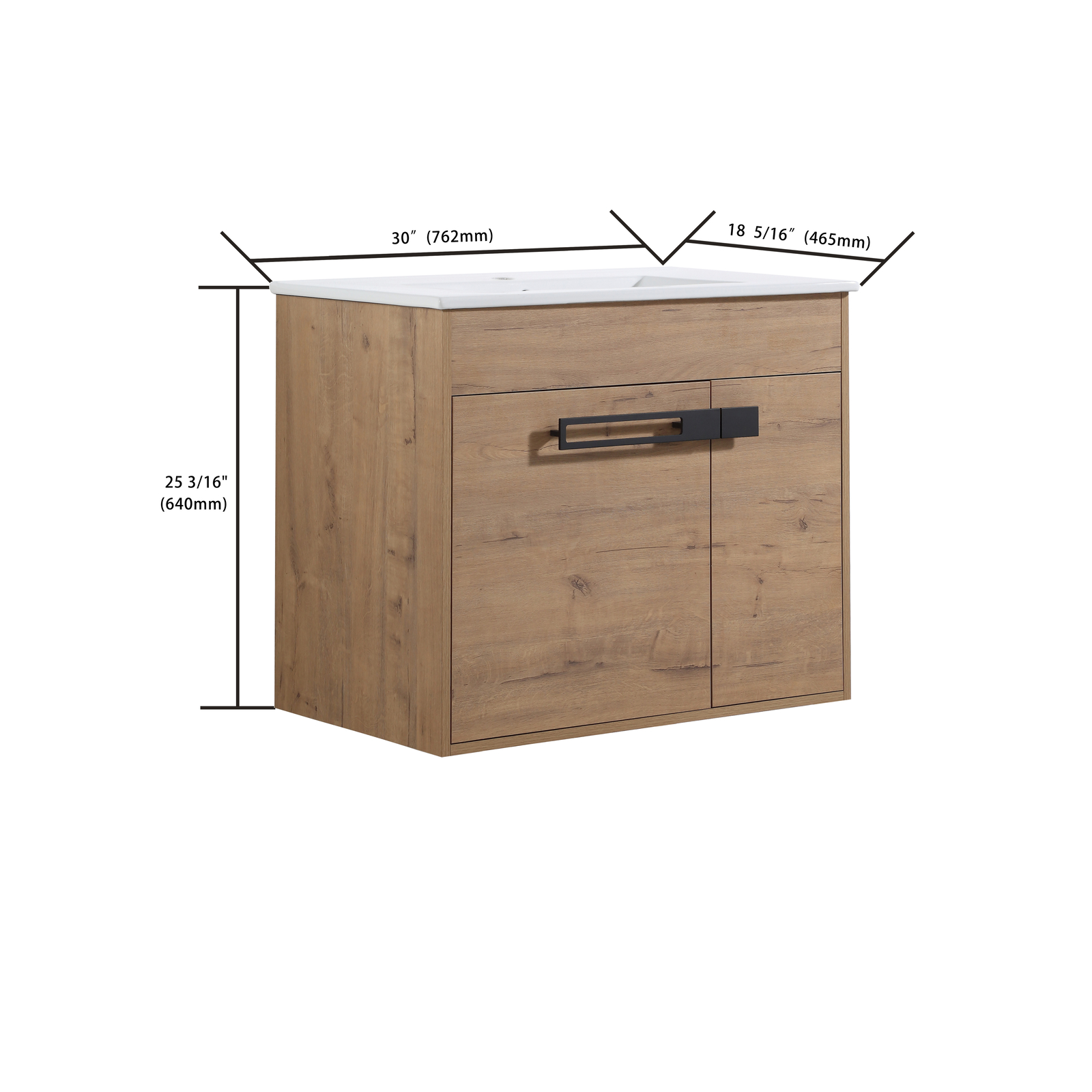 30×18 Inch Modern Wooden Bathroom Vanity With Ceramic Sink Freestanding/Floating