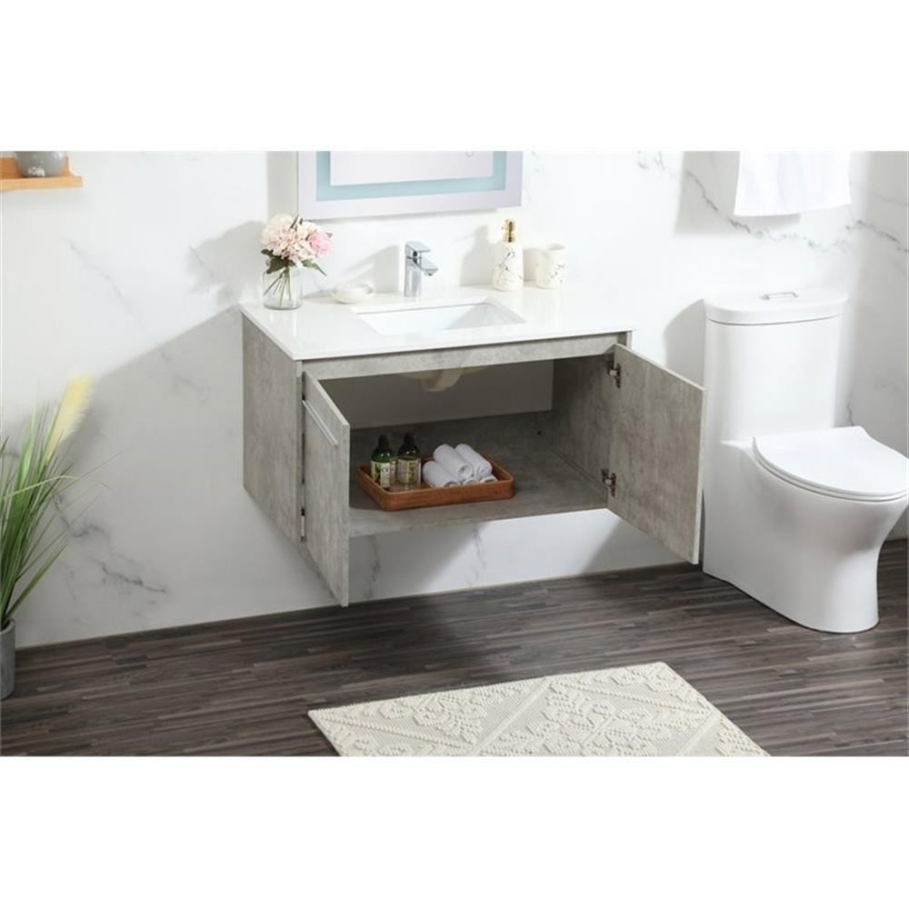 Elegant Decor Penn 36″ Aluminum Alloy MDF Single Bathroom Vanity in Gray