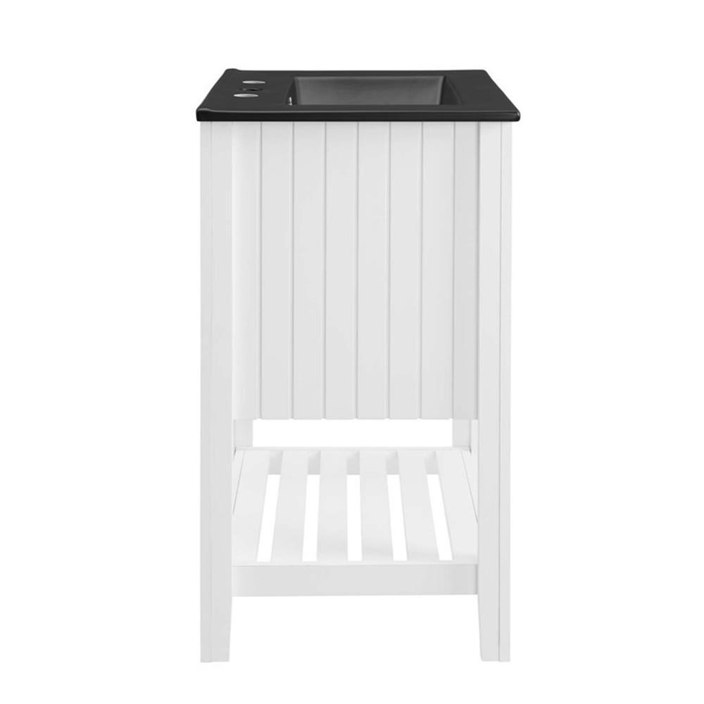 Modway Prestige 24″ Modern Wood/Ceramic Bathroom Vanity in White/Black