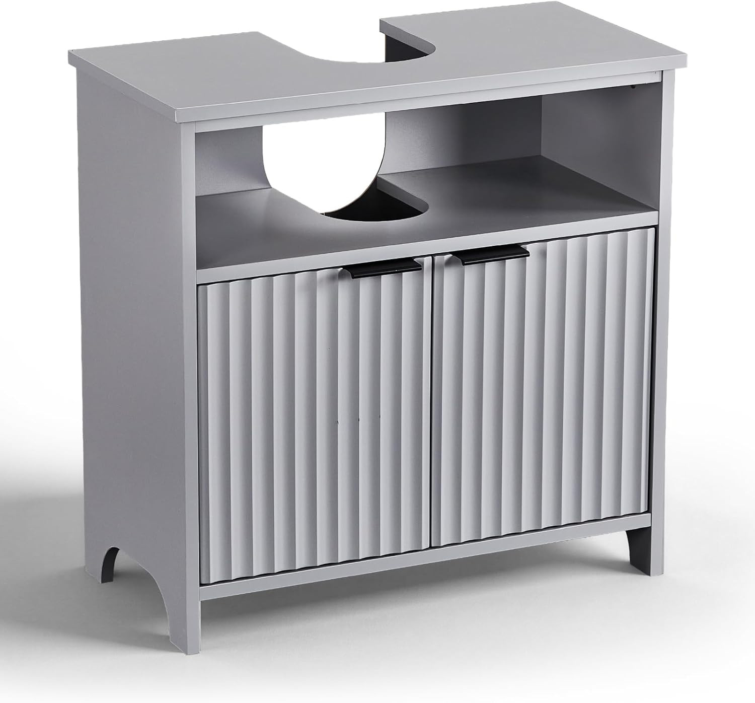Grey under Sink Bathroom Cabinet, Freestanding Pedestal Sink Storage Vanity Base