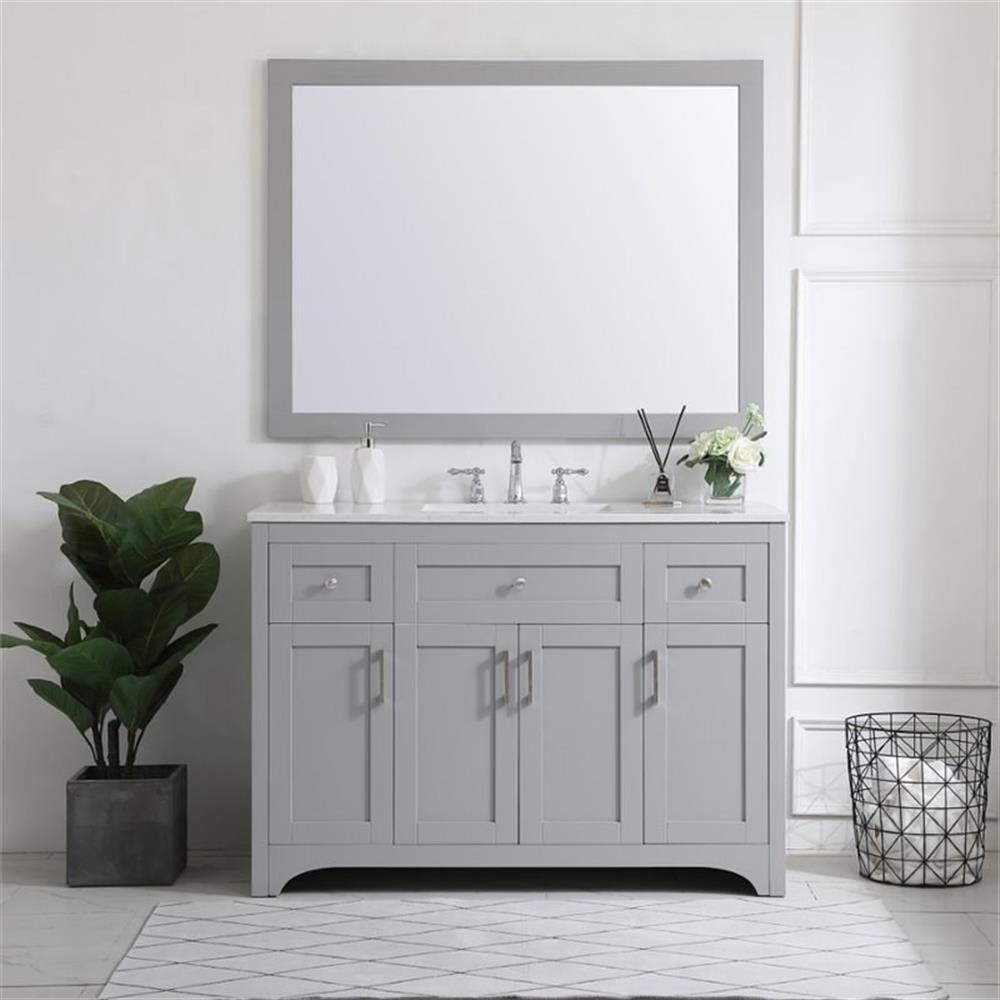 Elegant Decor Moore 48″ Single Quartz Top Bathroom Vanity in Gray