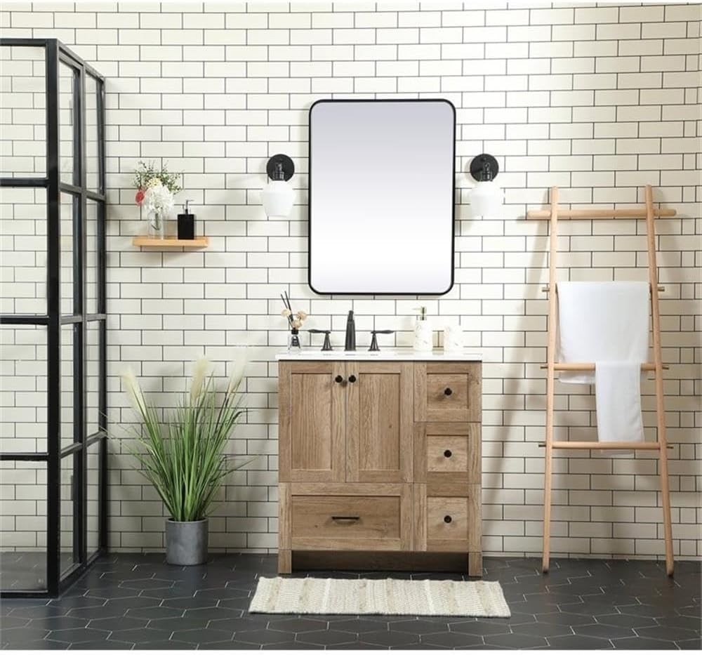 Elegant Kitchen and Bath – VF2832NT – Single Bathroom Vanity in Natural Oak