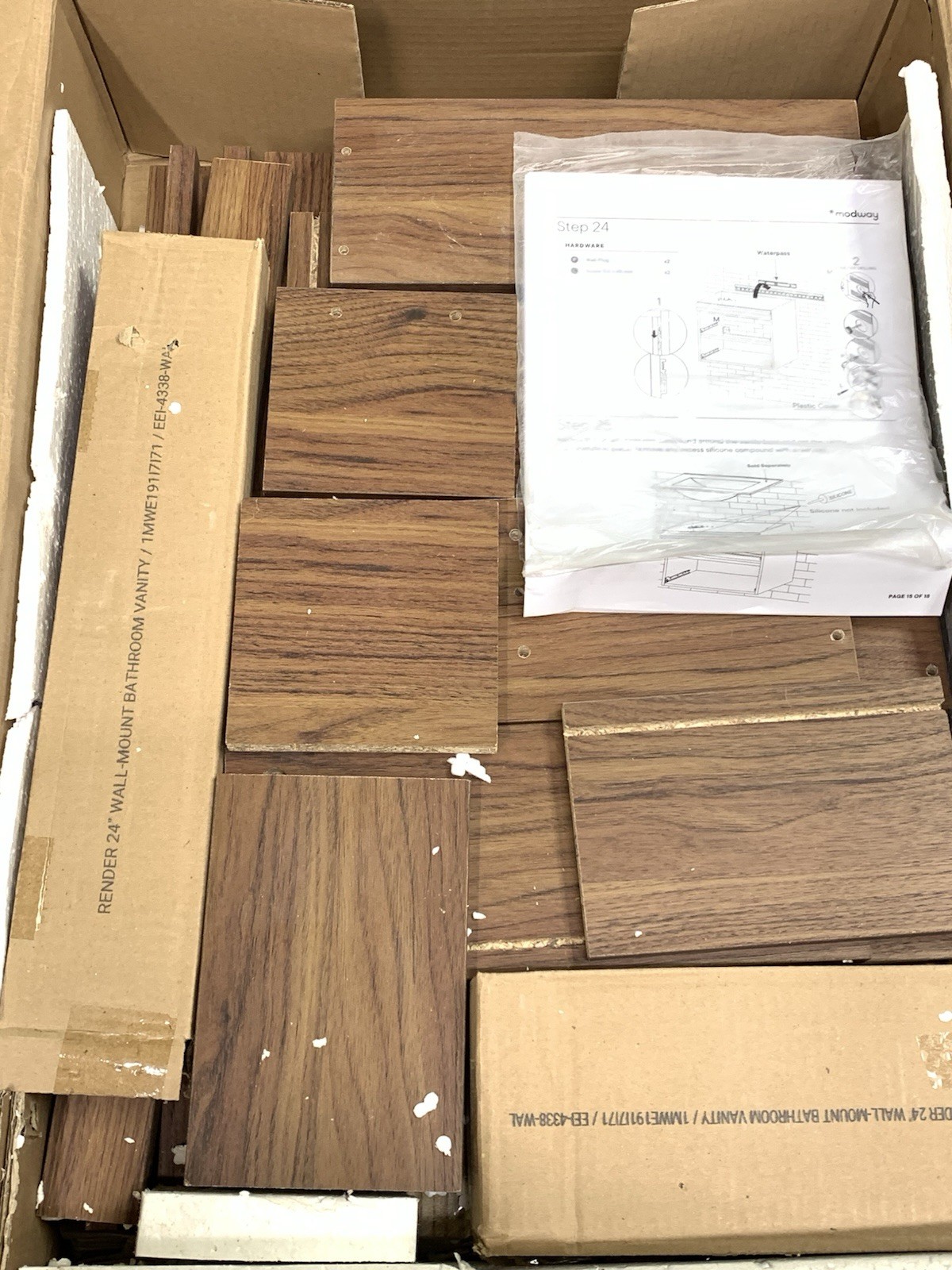 24″ Wall-Mount Bathroom Vanity Cabinet (Sink Basin Not Included) In Walnut