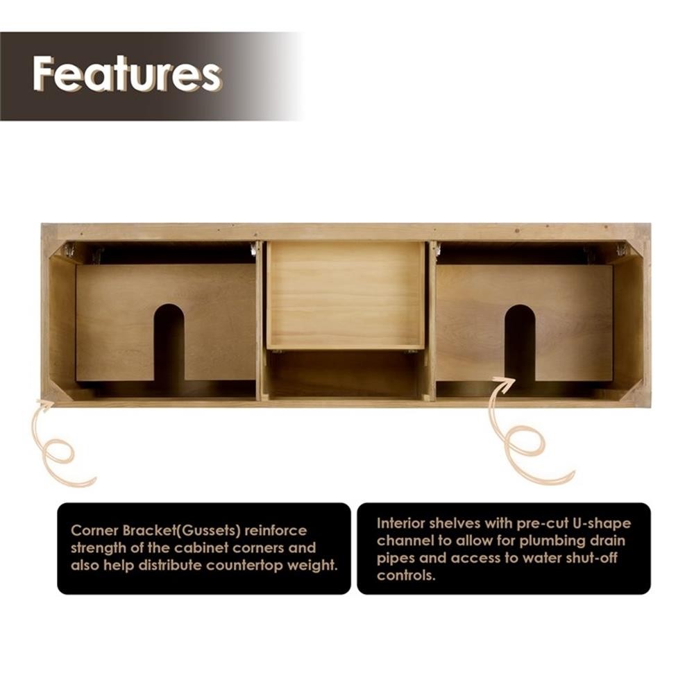 Laurel 72″ Wood Vanity in Weathered Fir Calacatta White Quartz Top with Mirror