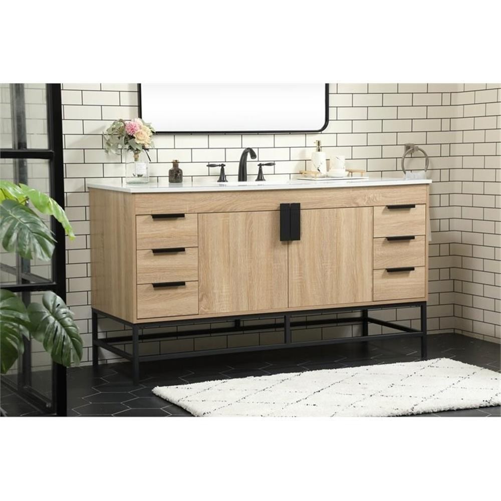 Elegant Decor Eugene 60″ Aluminum Alloy Iron Single Bathroom Vanity in Brown